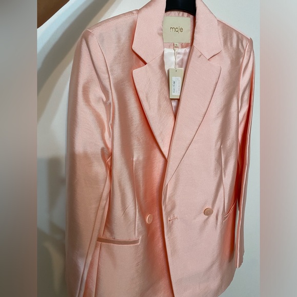 MAJE Vasila Double-breasted Satin Blazer in Pink Size 36 - Picture 11 of 16